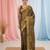 Metallic tissue saree with ethnic motifs and golden border