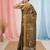 Metallic tissue saree with ethnic motifs and golden border