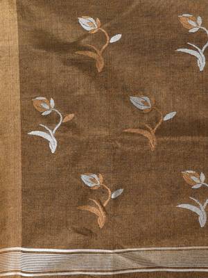 Metallic tissue saree with ethnic motifs and golden border 4