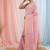 Baby pink tissue saree with ethnic motifs and golden border
