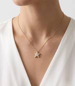 925 Sterling Silver Gold Plated  Celestia Star CZ Pendant Necklace Set For Women 