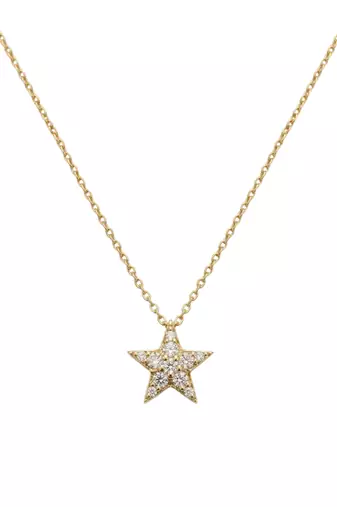 925 Sterling Silver Gold Plated  Celestia Star CZ Pendant Necklace Set For Women 