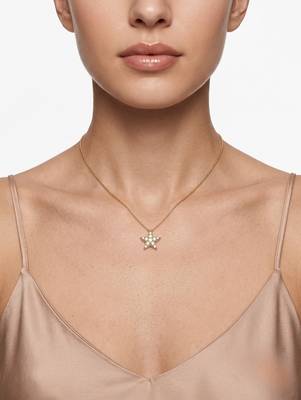 925 Sterling Silver Gold Plated  Celestia Star CZ Pendant Necklace Set For Women  3