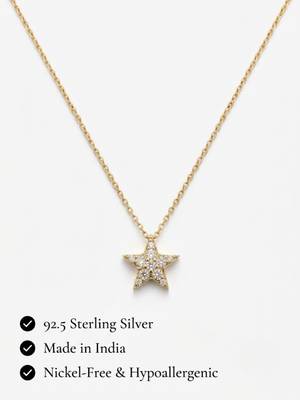 925 Sterling Silver Gold Plated  Celestia Star CZ Pendant Necklace Set For Women  5