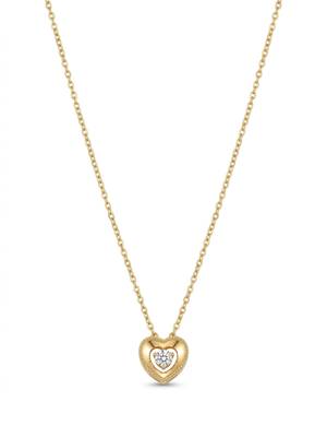 925 Sterling Silver Gold Heart Solitaire Minimal Love Pendant Necklace Set  for Women 2