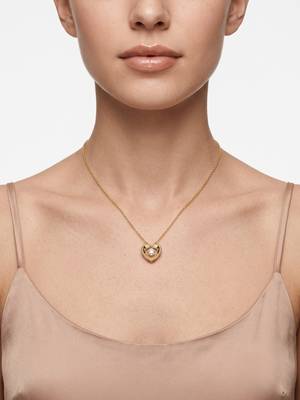 925 Sterling Silver Gold Heart Solitaire Minimal Love Pendant Necklace Set  for Women 3