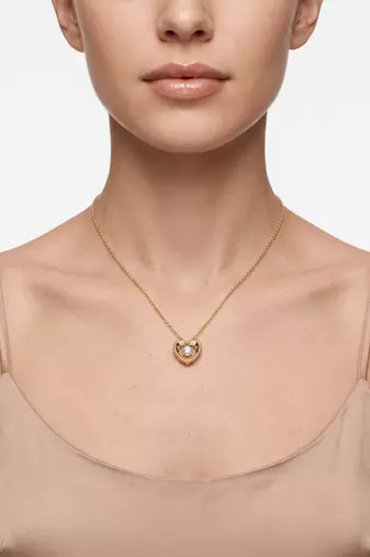 925 Sterling Silver Gold Heart Solitaire Minimal Love Pendant Necklace Set  for Women