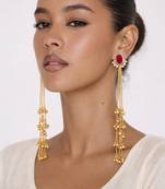 Gold Plated Long Chain Tassel Earrings for Women
