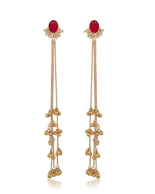 Gold Plated Long Chain Tassel Earrings for Women 2