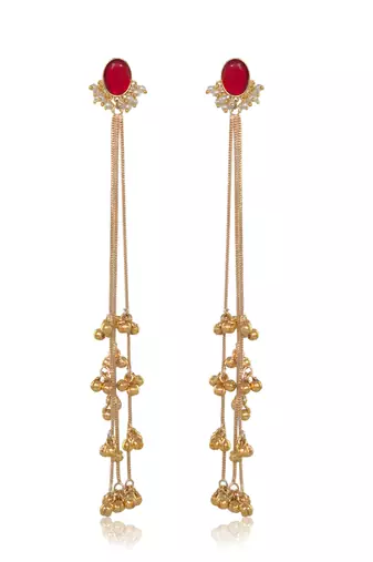 Gold Plated Long Chain Tassel Earrings for Women