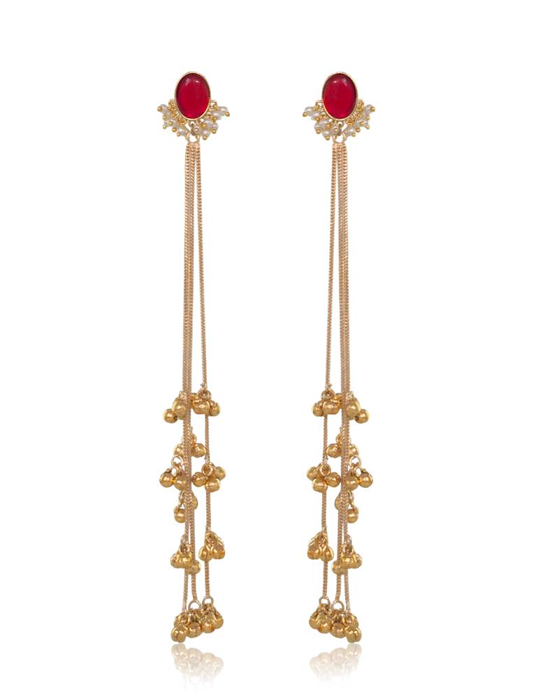 Gold Plated Long Chain Tassel Earrings for Women