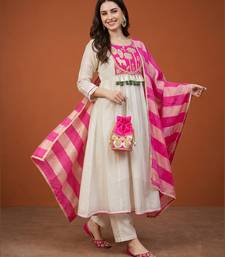 Embroidered Silk Flared Anarkali Pant and Dupatta Set