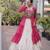 Garba outfits Pink Laheriya Print Faux Georgette Kurti with Kora Cotton Lehenga Set