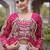 Garba outfits Pink Laheriya Print Faux Georgette Kurti with Kora Cotton Lehenga Set