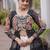 Garba outfits Black Laheriya Print Faux Georgette Kurti with Kora Cotton Lehenga Set