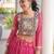 Garba outfits Pink Bandhani Print Faux Georgette Kutchi Patchwork Lehenga Choli Set