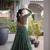 Garba outfits Green Bandhani Print Faux Georgette Kutchi Patchwork Lehenga Choli Set
