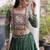 Garba outfits Green Bandhani Print Faux Georgette Kutchi Patchwork Lehenga Choli Set