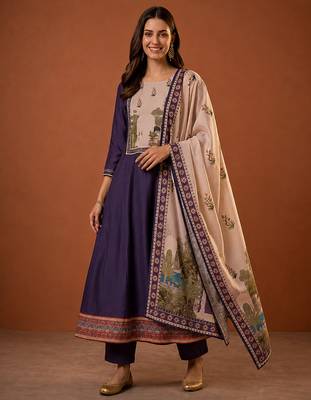 Printed Viscose Silk Flared Anarkali Pant and Dupatta Set 3
