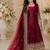 Maroon fendy silk with sequence embroidery work kids gown bottom and dupatta set