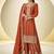 Rust orange faux chinon embroidered palazzo suit with dupatta