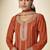 Rust orange faux chinon embroidered palazzo suit with dupatta