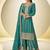 Teal faux chinon embroidered palazzo suit with dupatta