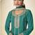 Teal faux chinon embroidered palazzo suit with dupatta