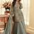 Sage green simar silk blend embroidered pakistani suit with palazzo & dupatta