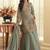 Sage green simar silk blend embroidered pakistani suit with palazzo & dupatta