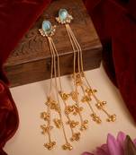 Gold Plated Long Chain Tassel Earrings for Women