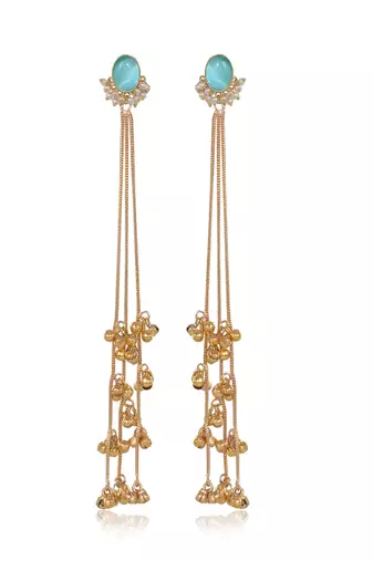 Gold Plated Long Chain Tassel Earrings for Women