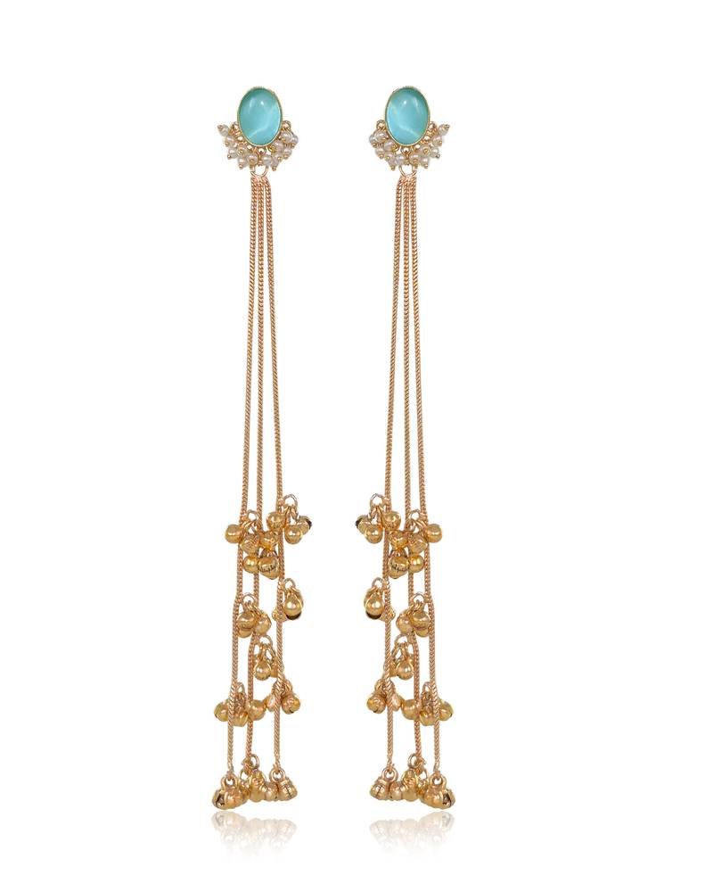 Gold Plated Long Chain Tassel Earrings for Women