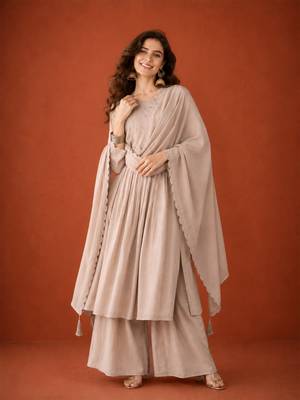 Embroidered Silk Straight Kurta Palazzo and Dupatta Set 5