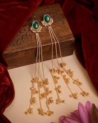 Gold Plated Long Chain Tassel Earrings for Women 1