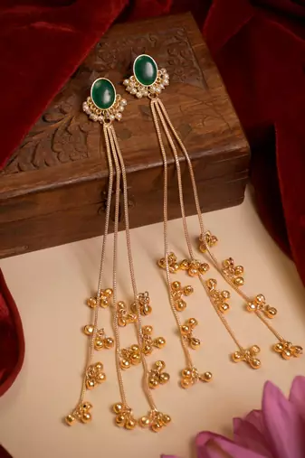 Gold Plated Long Chain Tassel Earrings for Women