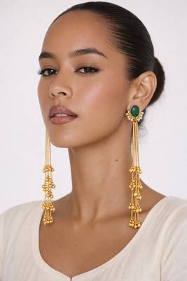 Gold Plated Long Chain Tassel Earrings for Women 2