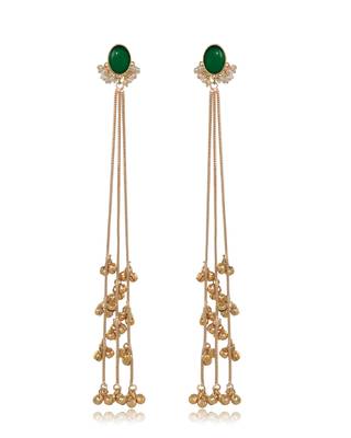Gold Plated Long Chain Tassel Earrings for Women 3