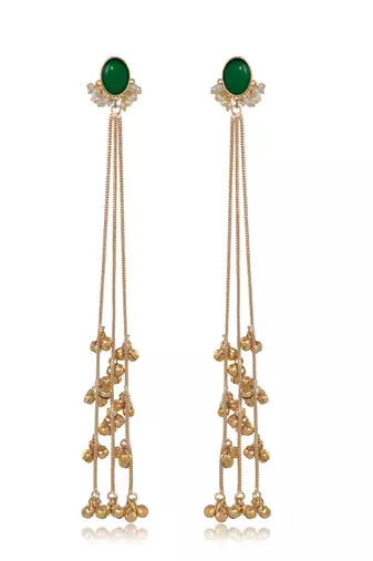 Gold Plated Long Chain Tassel Earrings for Women