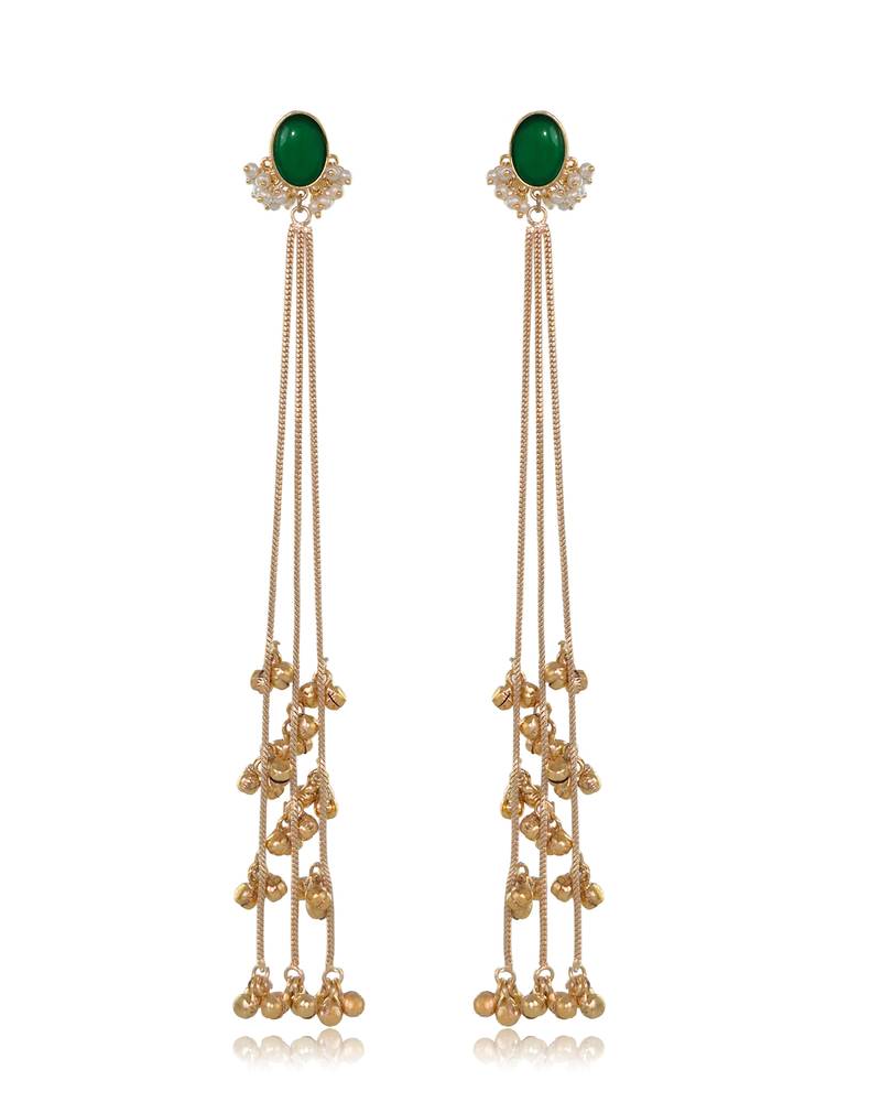 Gold Plated Long Chain Tassel Earrings for Women