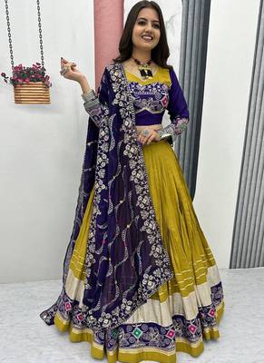 Mustard Pure Cotton Navratri Lehenga Choli 1