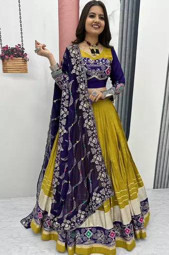 Mustard Pure Cotton Navratri Lehenga Choli