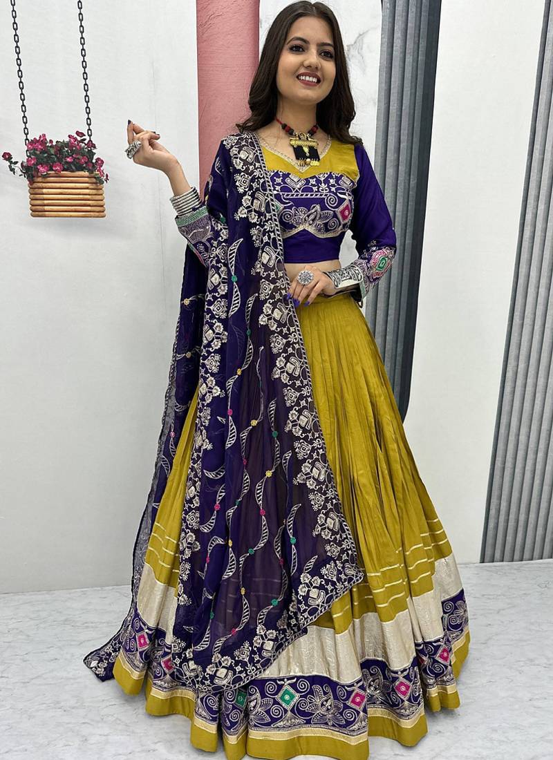 Mustard Pure Cotton Navratri Lehenga Choli