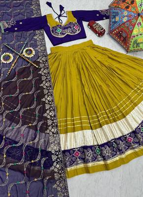 Mustard Pure Cotton Navratri Lehenga Choli 2