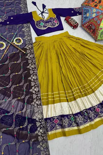 Mustard Pure Cotton Navratri Lehenga Choli