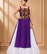 Purple Leheriya Print Kurti with Rayon Cotton Lehenga