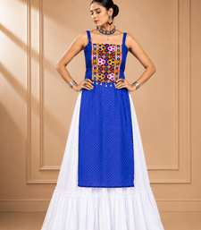 Blue Leheriya Print Kurti with Rayon Cotton Lehenga