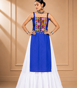 Blue Leheriya Print Kurti with Rayon Cotton Lehenga