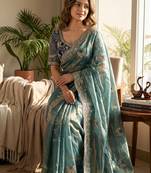 New Soft Frendy Satin Fabric Sequance Embroidery Work Saree With Blouse Set For Women's
