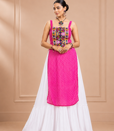 Pink Leheriya Print Kurti with Rayon Cotton Lehenga